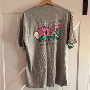 Vineyard Vines Gray Clemson Graphic Tee with Pink & Green Accents